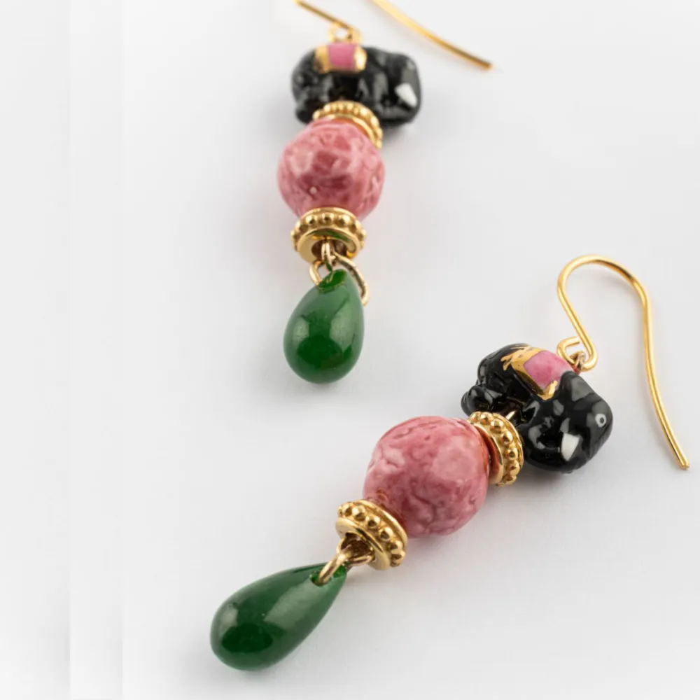 Nach Elephant Jade Pendant Earrings