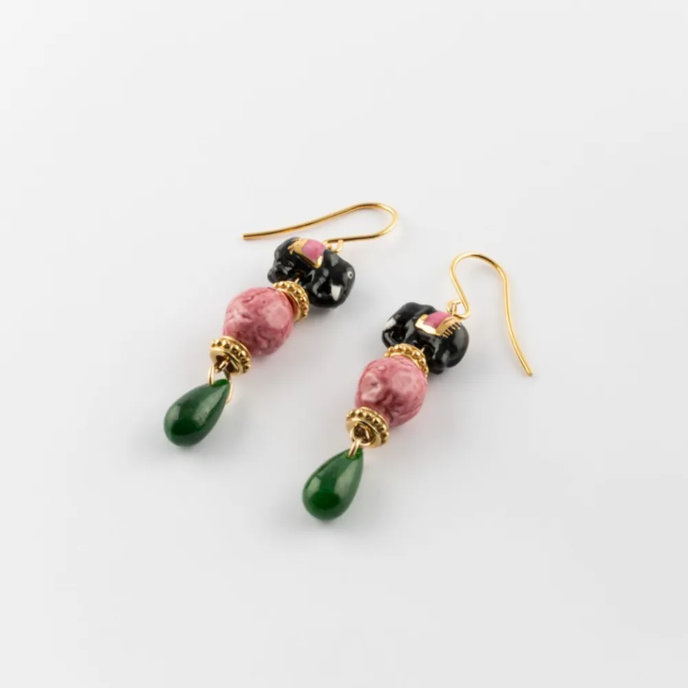 Nach Elephant Jade Pendant Earrings