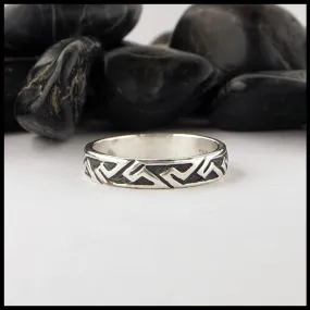 Narrow Pictish Key Pattern Ring in Silver