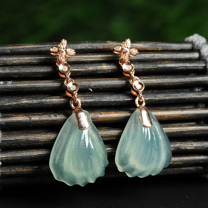 Natural Jade Earrings Jadeite Gold Earrings EG35