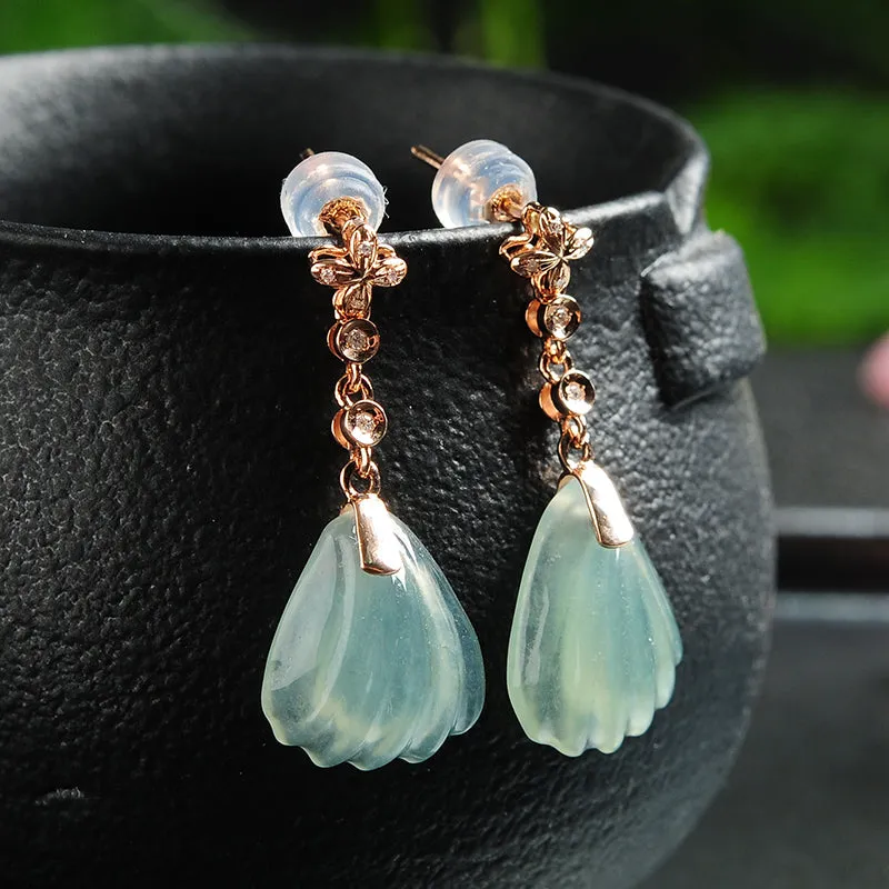 Natural Jade Earrings Jadeite Gold Earrings EG35