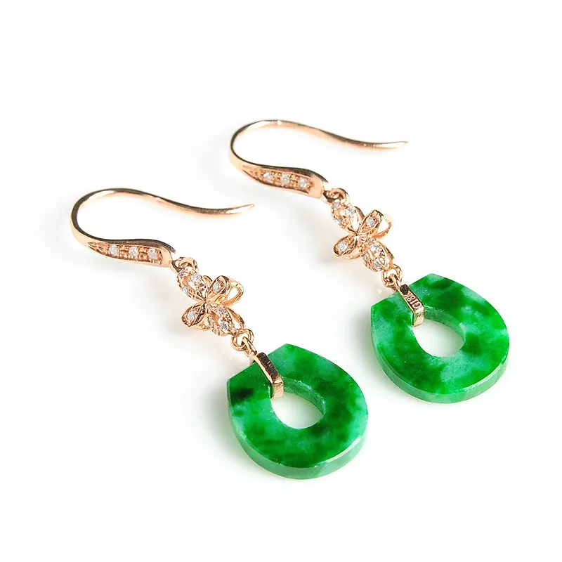 Natural Jade Earrings Jadeite Gold Earrings EG38