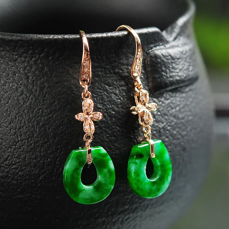 Natural Jade Earrings Jadeite Gold Earrings EG38