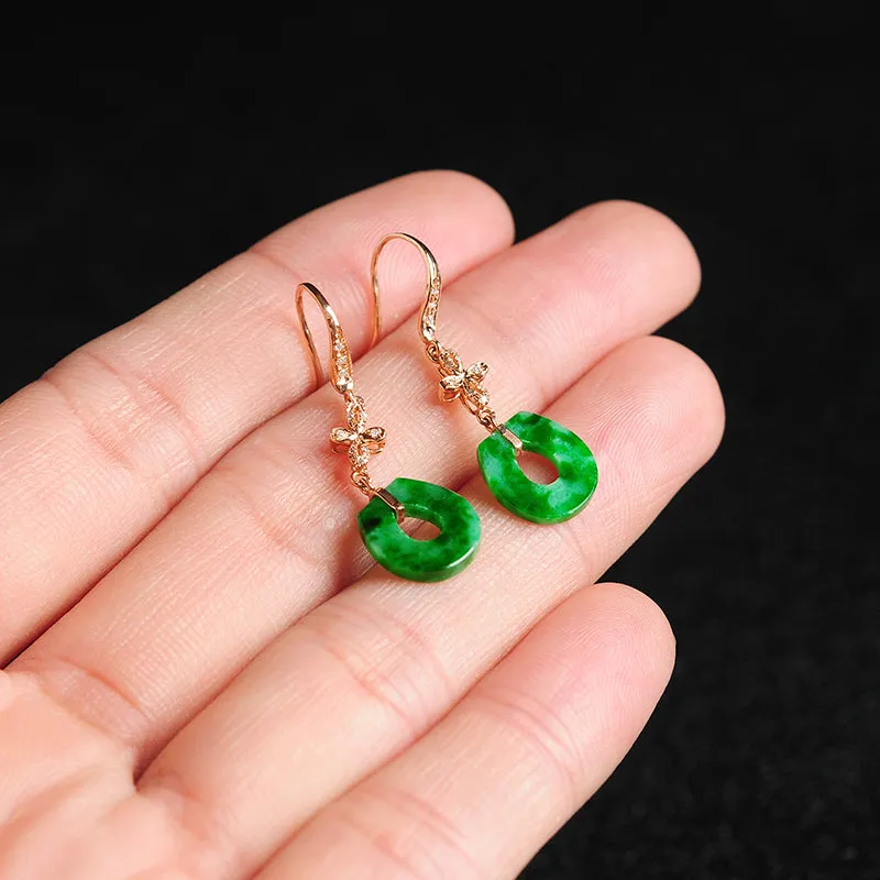 Natural Jade Earrings Jadeite Gold Earrings EG38