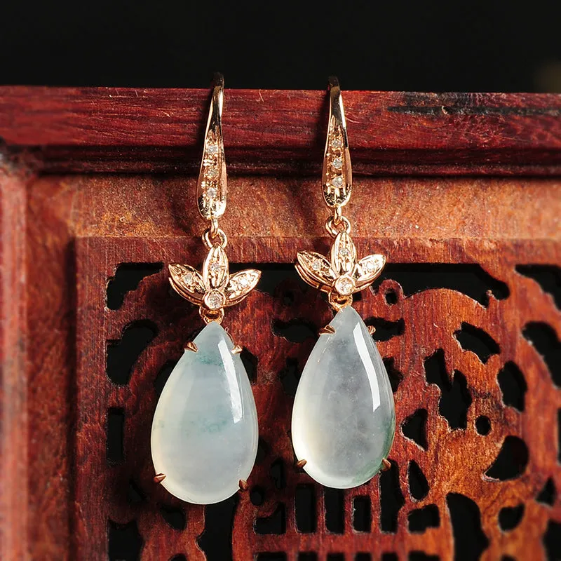 Natural Jade Earrings Jadeite Gold Earrings EG43