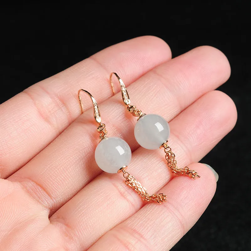 Natural Jade Earrings Jadeite Gold Earrings EG45