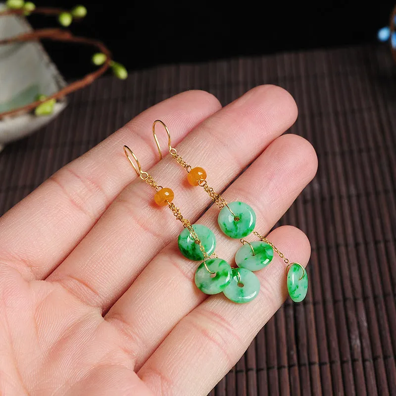 Natural Jade Earrings Jadeite Gold Earrings EG58