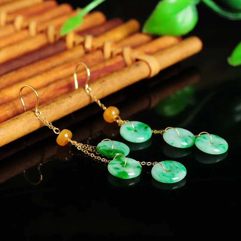 Natural Jade Earrings Jadeite Gold Earrings EG58