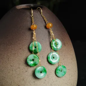 Natural Jade Earrings Jadeite Gold Earrings EG58