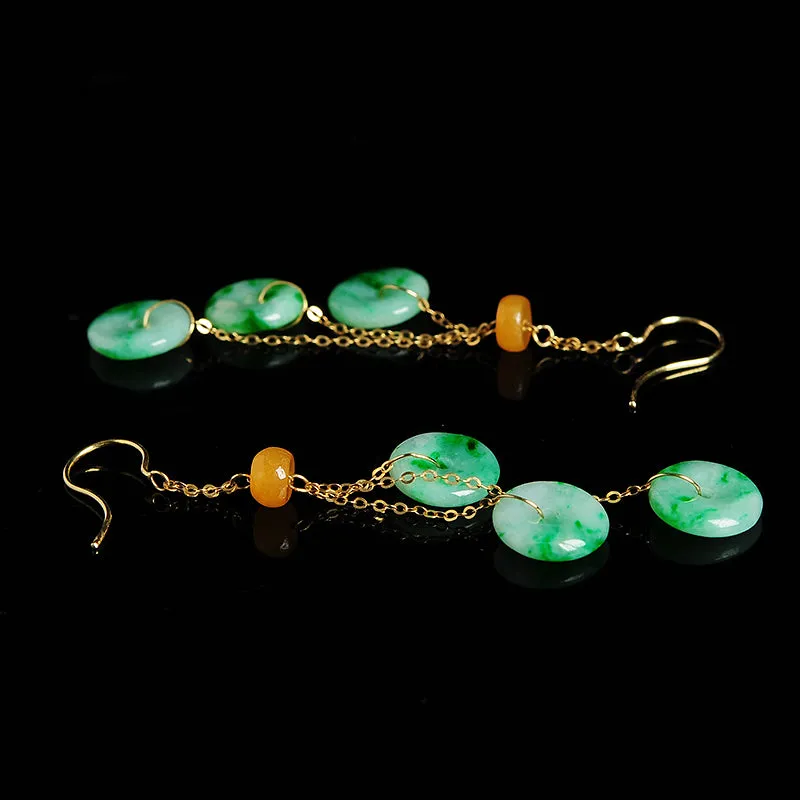 Natural Jade Earrings Jadeite Gold Earrings EG58