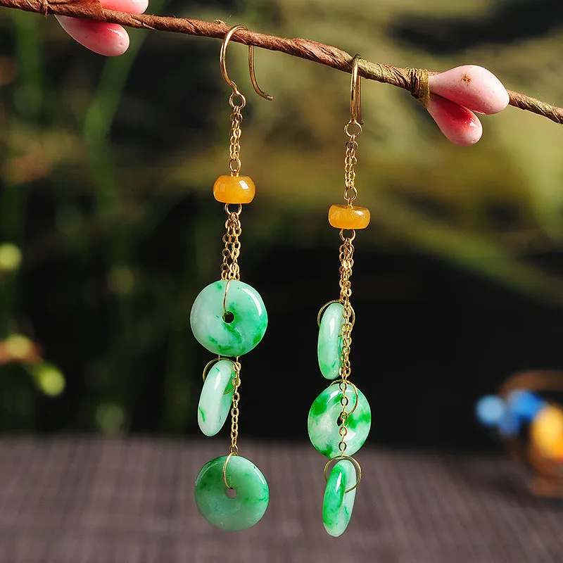 Natural Jade Earrings Jadeite Gold Earrings EG58