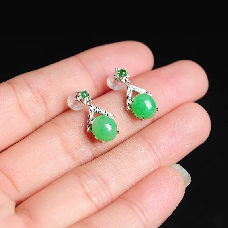 Natural Jade Earrings Jadeite Gold Earrings EG8