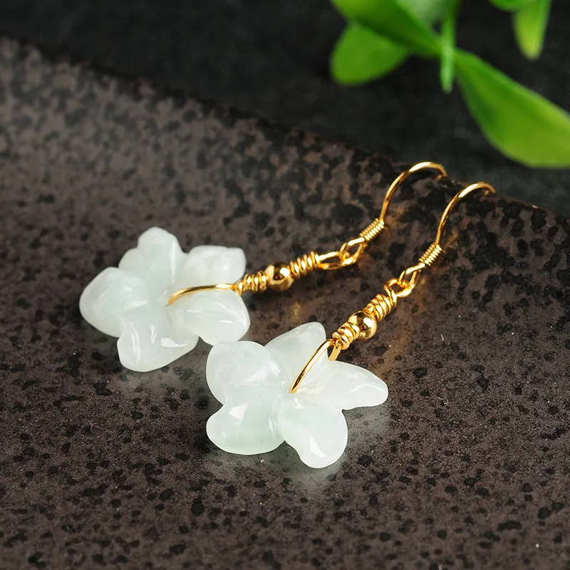 Natural Jade Earrings Jadeite Silver Earrings EG73