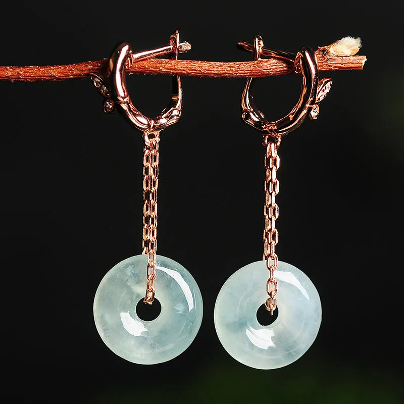 Natural Jade Earrings Jadeite Silver Earrings WE22