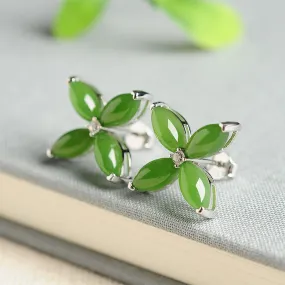 Natural Jade Earrings Nephrite Silver Earrings EG103