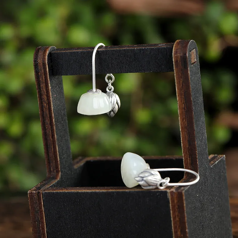 Natural Jade Earrings Nephrite Silver Earrings ZNE201