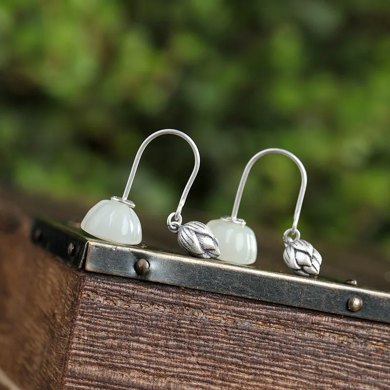 Natural Jade Earrings Nephrite Silver Earrings ZNE201