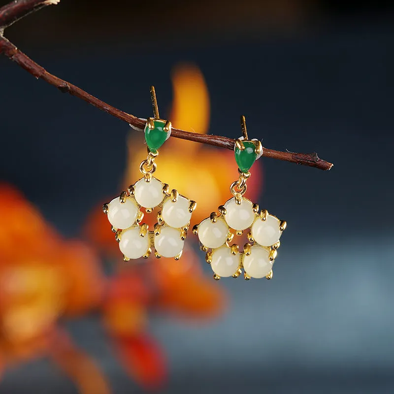 Natural Jade Earrings Nephrite Silver Earrings ZNE417