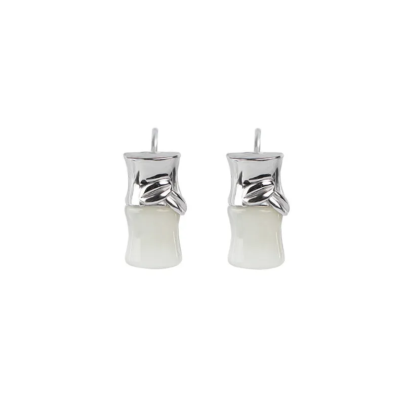 Natural Jade Earrings Nephrite Silver Earrings ZNE442