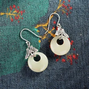 Natural Jade Earrings Nephrite Silver Earrings ZNE446