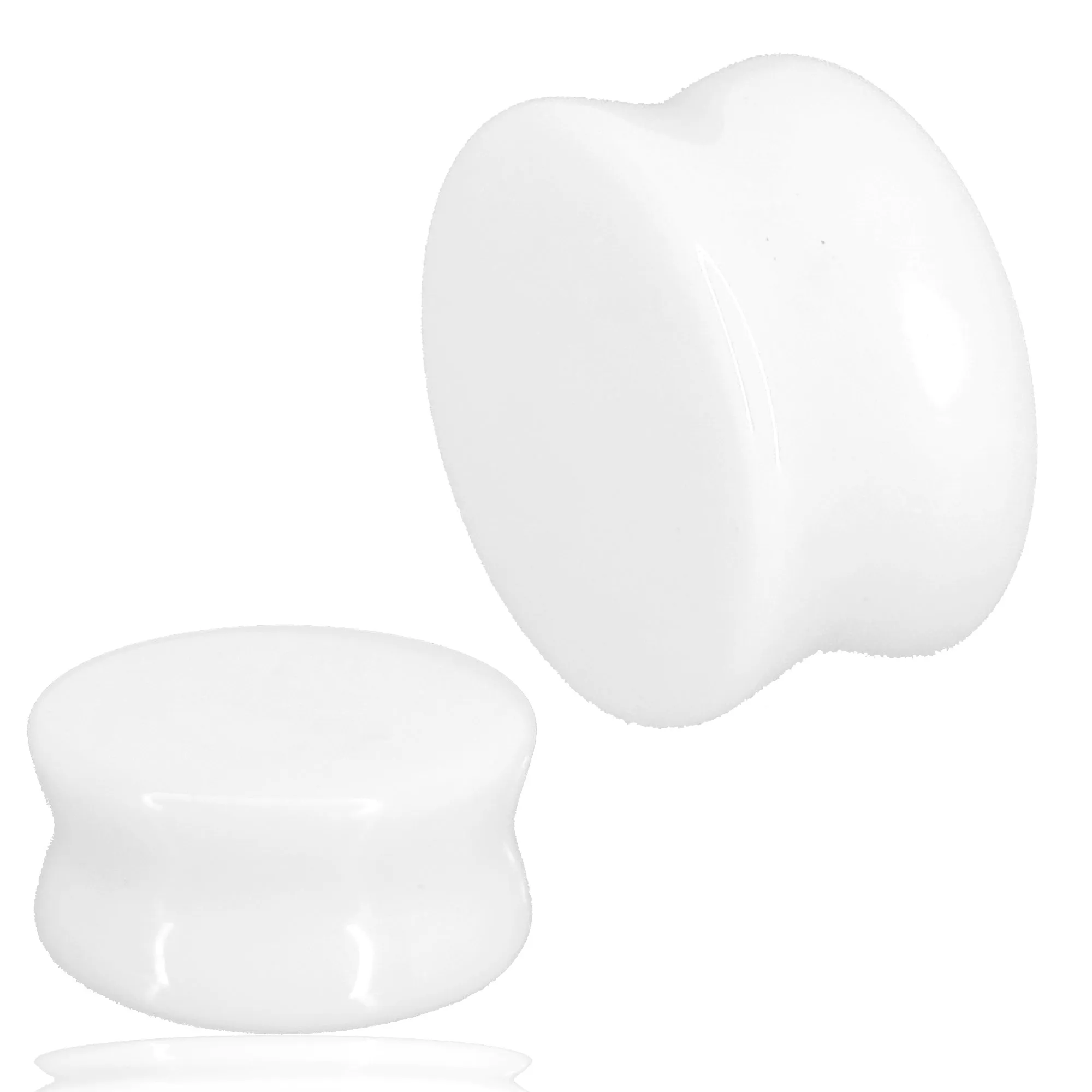 Natural White Jade Double Flare Plugs | Gauges