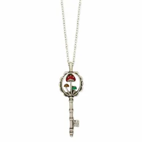 Necklace - Secret Garden Silver Mushroom Key