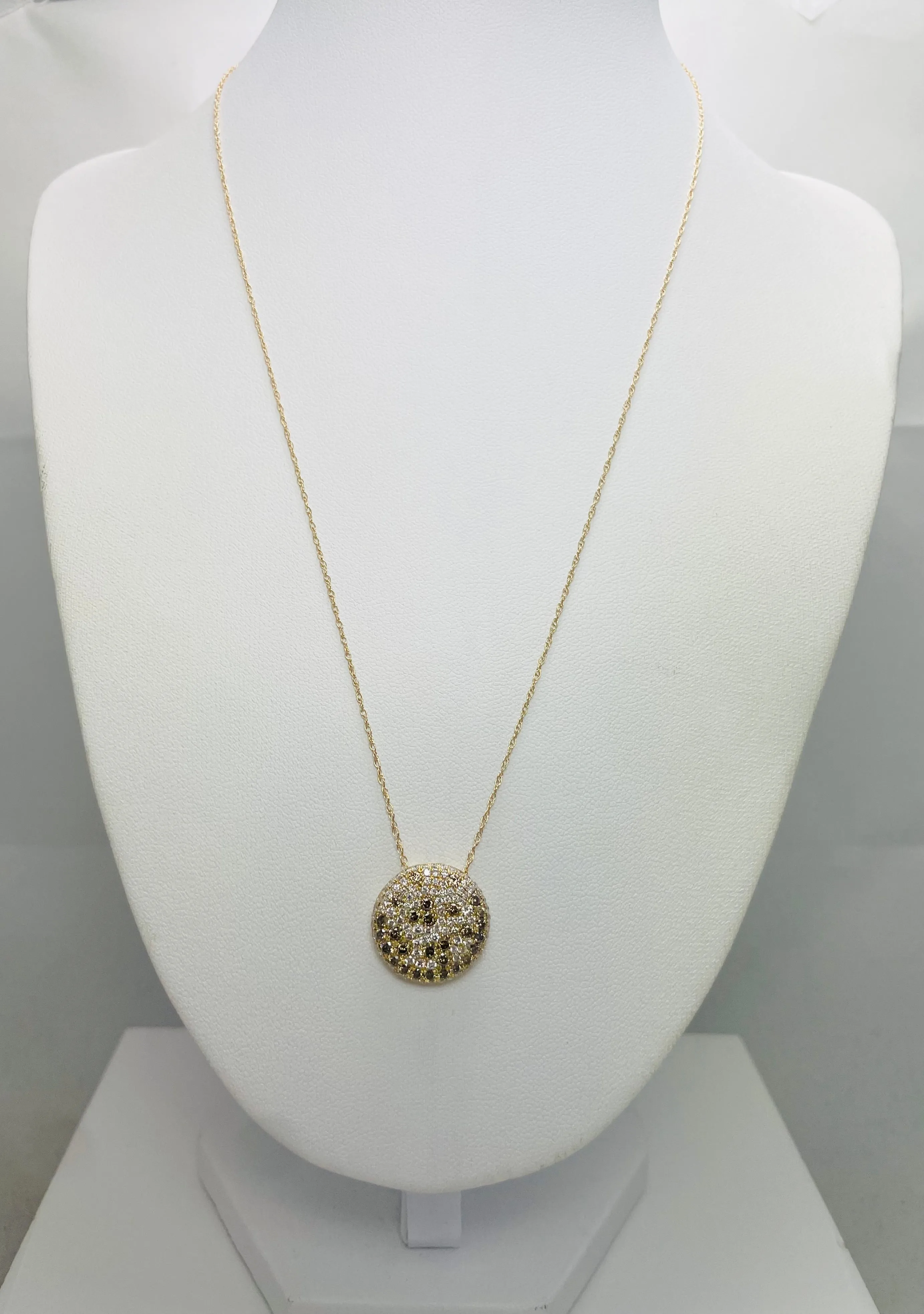 New! 18" 1.66ctw Natural White & Color Diamond 18k & 14k Gold Pendant