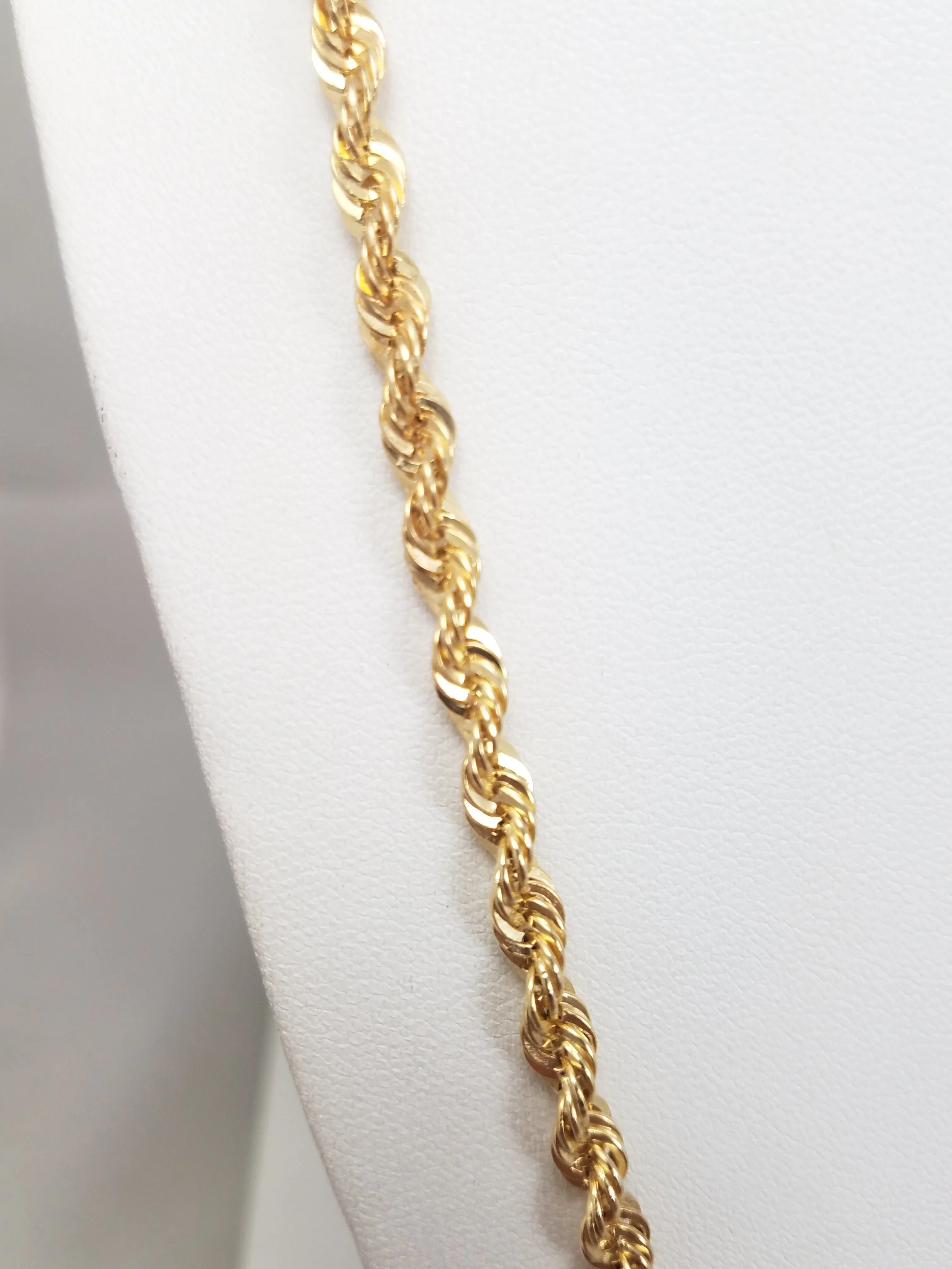 New! Sporty 24" Hollow 10k Yellow Gold Diamond Cut Rope Chain Necklace