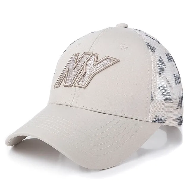 NY Letter Embroidery Mesh Baseball Adjustable Snapback Cap