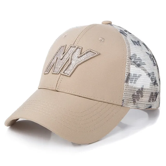 NY Letter Embroidery Mesh Baseball Adjustable Snapback Cap