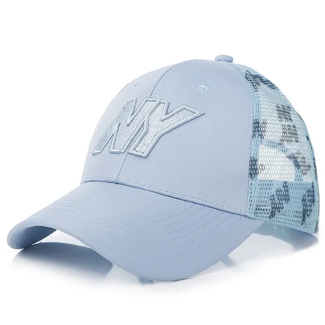 NY Letter Embroidery Mesh Baseball Adjustable Snapback Cap