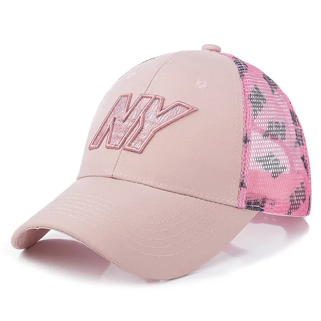 NY Letter Embroidery Mesh Baseball Adjustable Snapback Cap