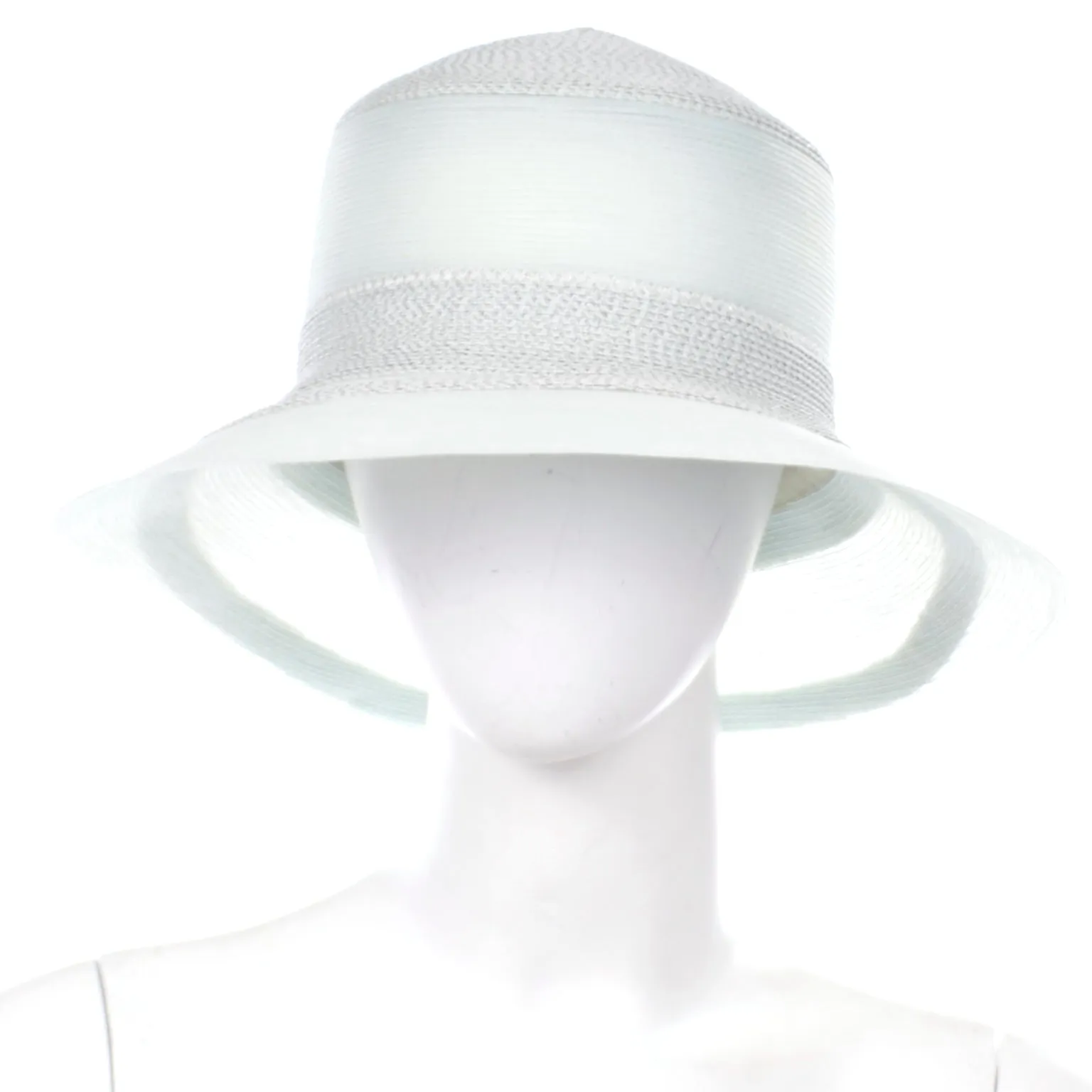 Patricia Underwood Vintage Pale Green Straw and Mesh Hat