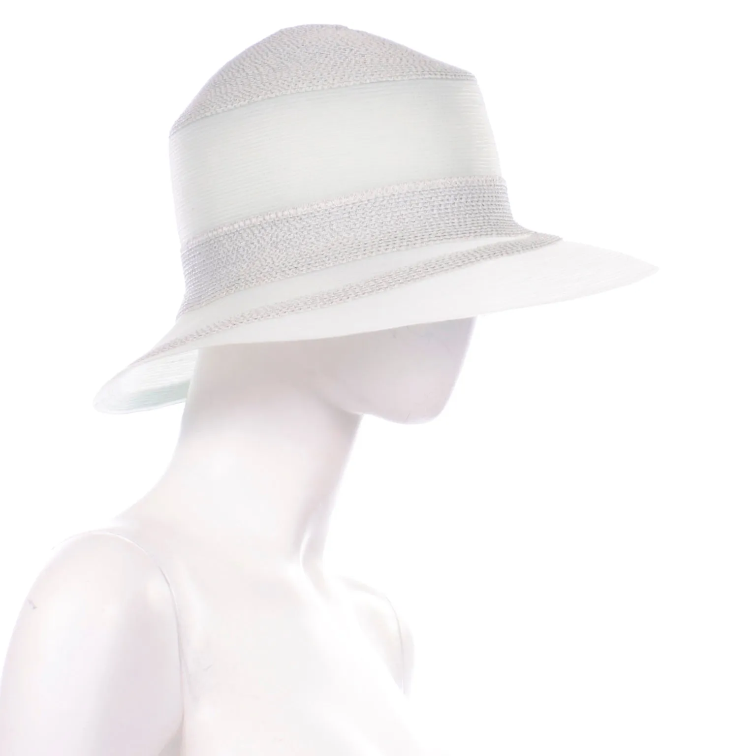 Patricia Underwood Vintage Pale Green Straw and Mesh Hat