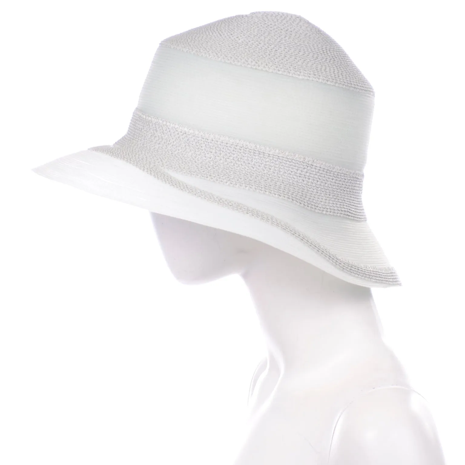 Patricia Underwood Vintage Pale Green Straw and Mesh Hat