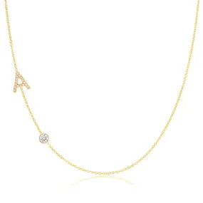 Pavé Monogram Necklace with Diamond Yellow Gold