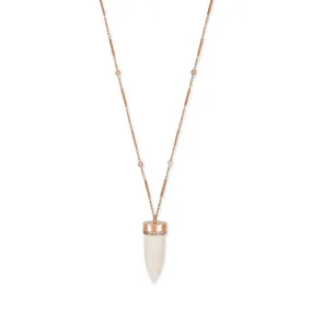 PAVE CAP THICK BONE TUSK CHARM ON SMOOTH BAR NECKLACE