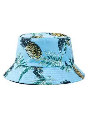 Pineapple Print Blue Bucket Hat