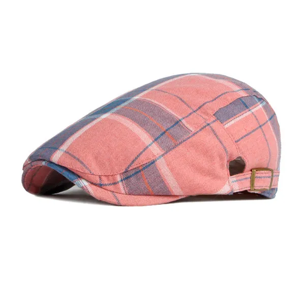 Pink British Plaid Beret 粉色英倫格子貝雷帽 KCHT2246