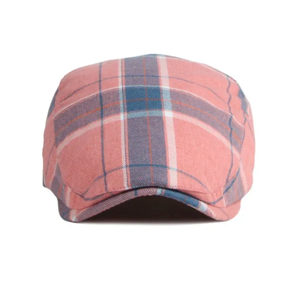 Pink British Plaid Beret 粉色英倫格子貝雷帽 KCHT2246