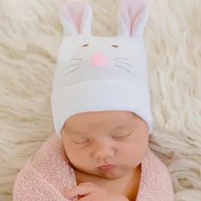 Pink Bunny Face Newborn And Baby Boy Hospital Hat