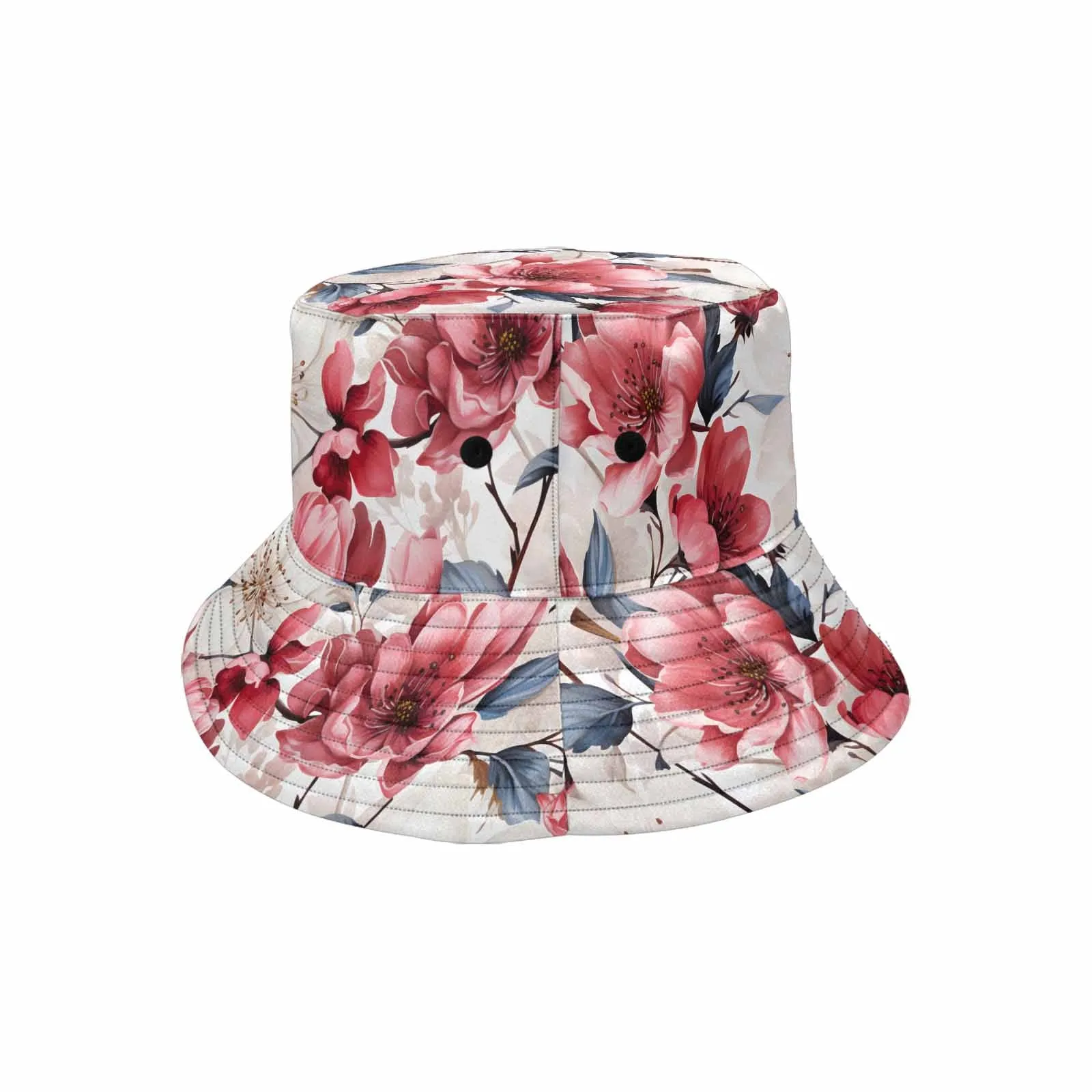 Pink Floral Small  Unisex Summer Single-Layer Bucket Hat