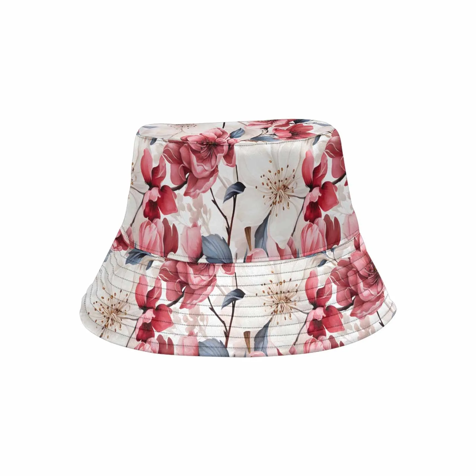 Pink Floral Small  Unisex Summer Single-Layer Bucket Hat