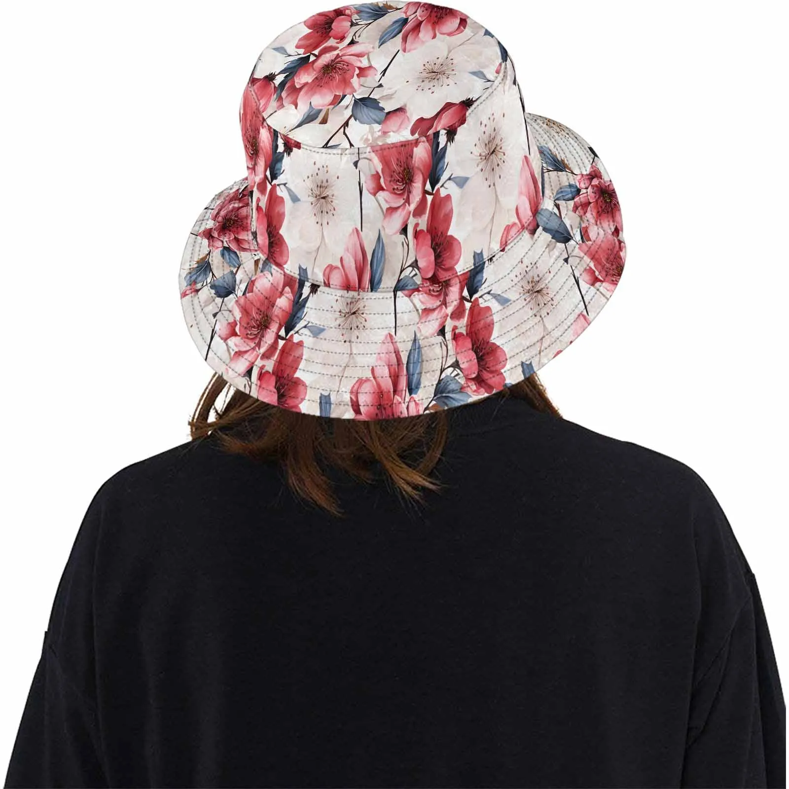 Pink Floral Small  Unisex Summer Single-Layer Bucket Hat