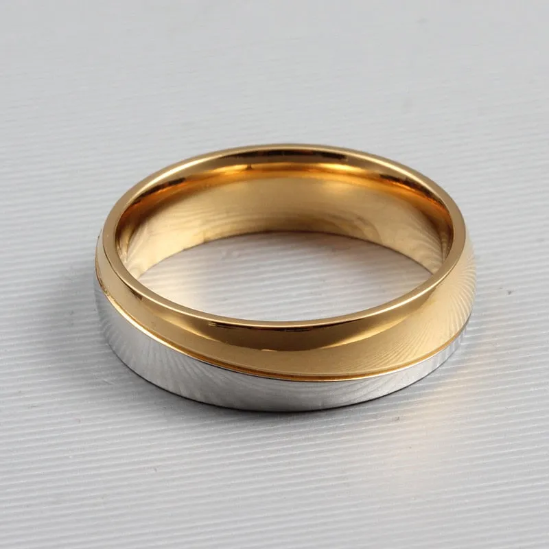 Promise Wedding Rings for Lover Gold-Color Stainless Steel Couple Rings for Engagement Jewelry Wedding Bands for Women Men