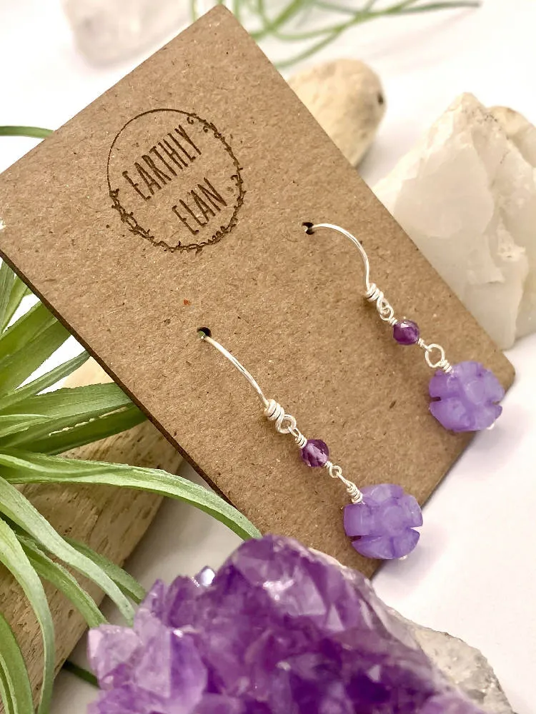 Purple Daisy Earrings