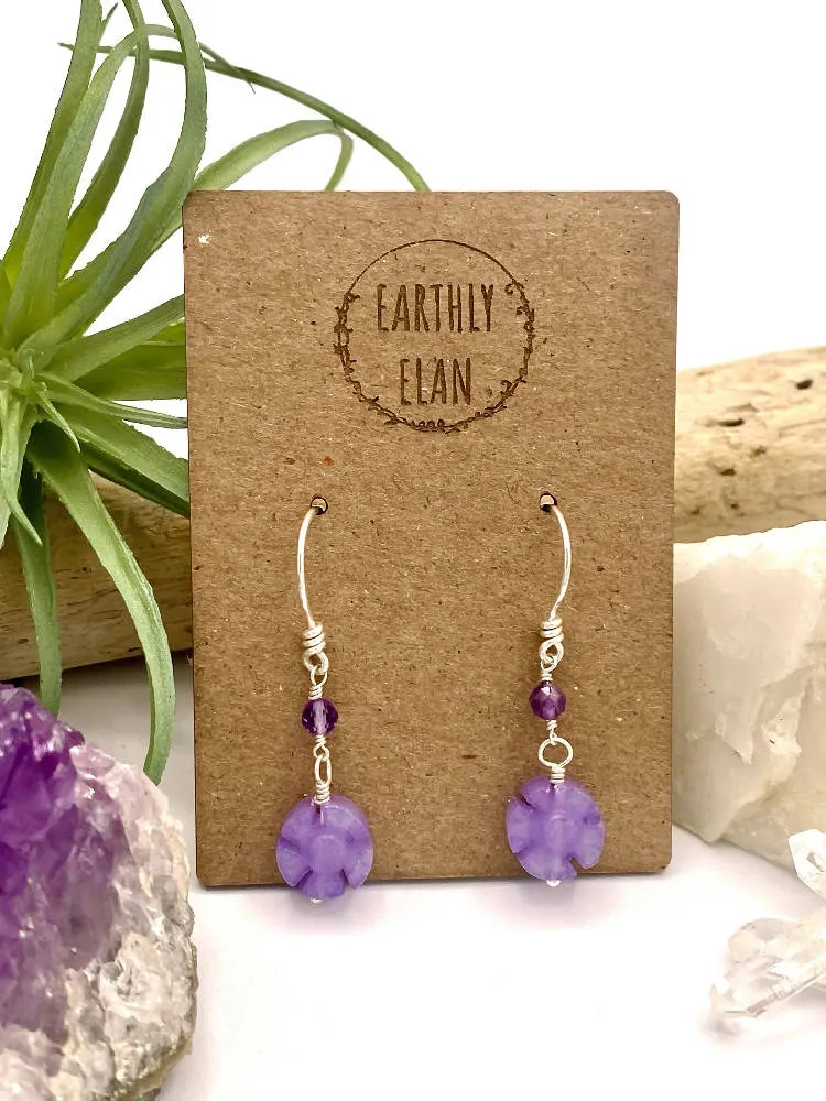 Purple Daisy Earrings