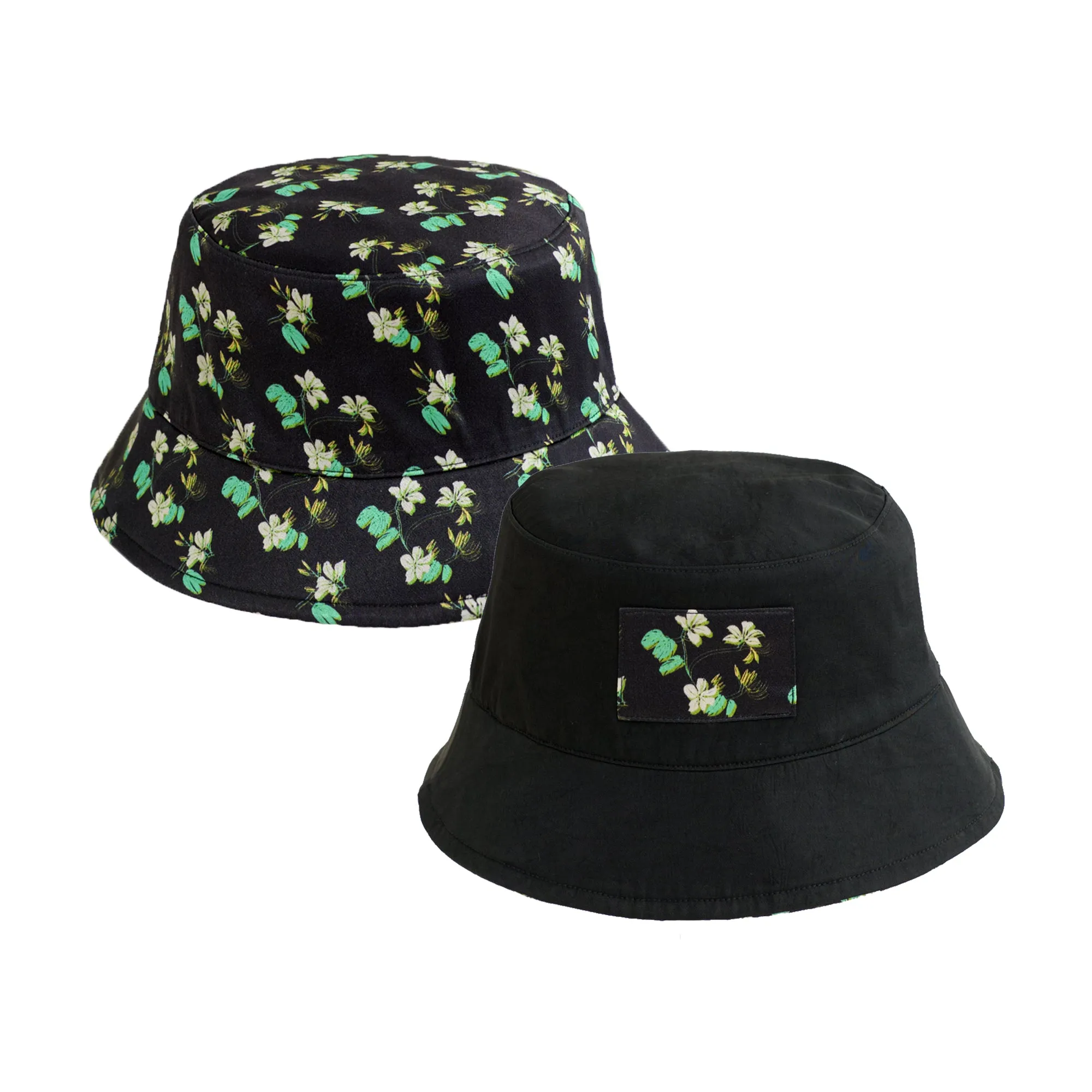 "Beach Blossom" Reversible Bucket Hat - Black