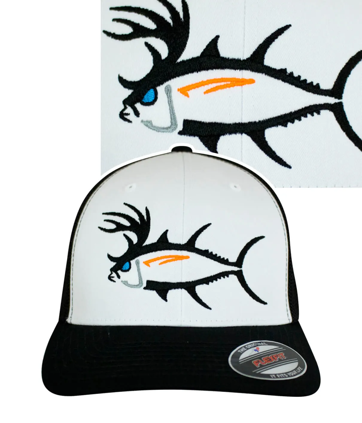 "Buck-Eye" Black & White Unisex Meshback Flexfit Hat