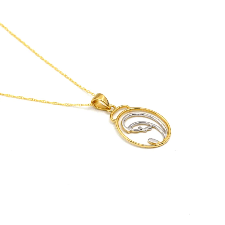 Real Gold 2 Color Mother Oval Necklace 1645 CWP 1905